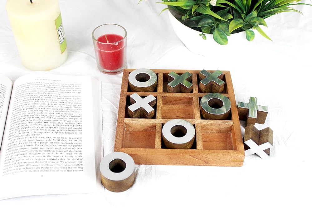 T one wooden Tic Tac Toe Game | board games for adults | Table Top Living Room Decor Fun family Games | board games for family night | board games for kids (Design-1)