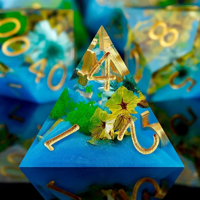Haxtec DND Dice Set Sharp Edge Resin Dice Set with Dice Case, D and D Dice, Polyhedral D&D Dice Set for Dungeons and Dragons TTRPGs DND Gift