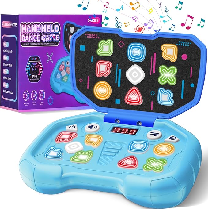 Handheld Dance Games for Kids - 4 Fun Brain & Memory & Reaction & Speed Training Pop Fidget Toys for Boys and Girls -Birthday Gifts for Age 6-12 Years Old Kids Teens Gift Ideas-W/Battery