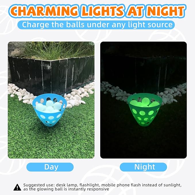 20 Glow Balls for Pop and Catch Ball Game- Outdoor Indoor Game Activities for Boys & Girls,Birthday and Christmas Party Favors Gifts for Kids Ages 4 5 6 7 8 10 12+ Years Old and Adults