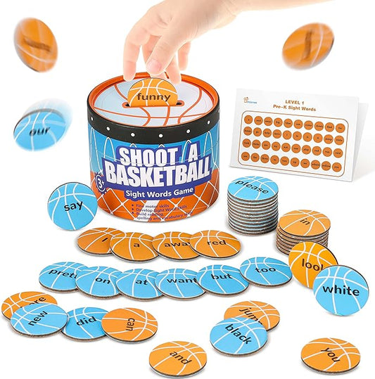 Sight Words Games, Basketball Flash Cards Letters Learning Game, Toddler Classroom Reading Letters Phonic Spelling Toy, Montessori BoxInPlay, Educational Cardboard Birthday Toy for Kid