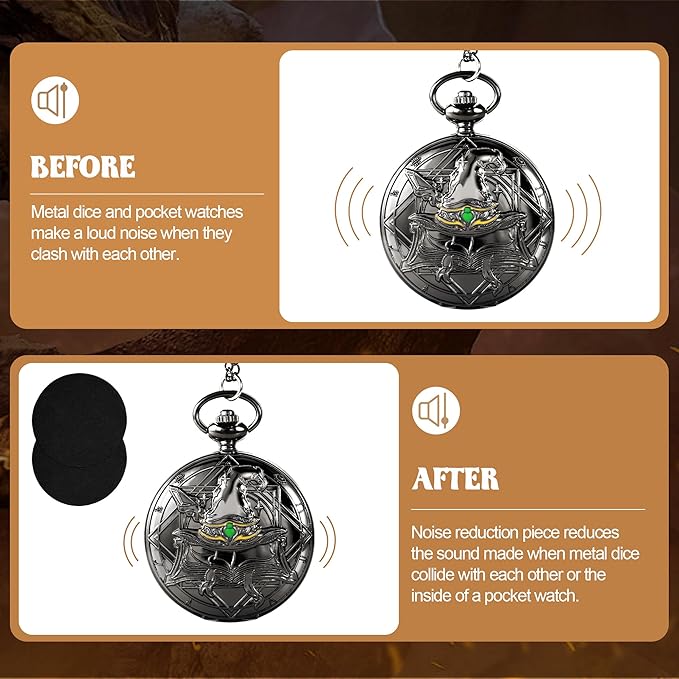 D&D Dice Set,7PCS Metal Dice for Dungeons and Dragons,Mini Dice Set with Pocket Watch Case,Role Playing Board Games Accessories (Wizard, Black)