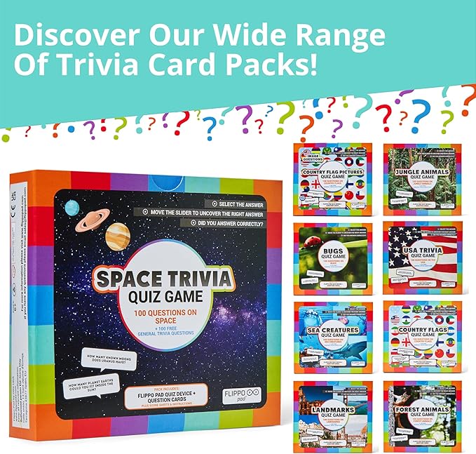 Quiz Device Game - Geography Trivia Quiz Game - 25 Cards - 200 Questions - Educational & Fun - Ideal Travel Games for Kids - Family Quiz Games - Portable Pack - Age 6+