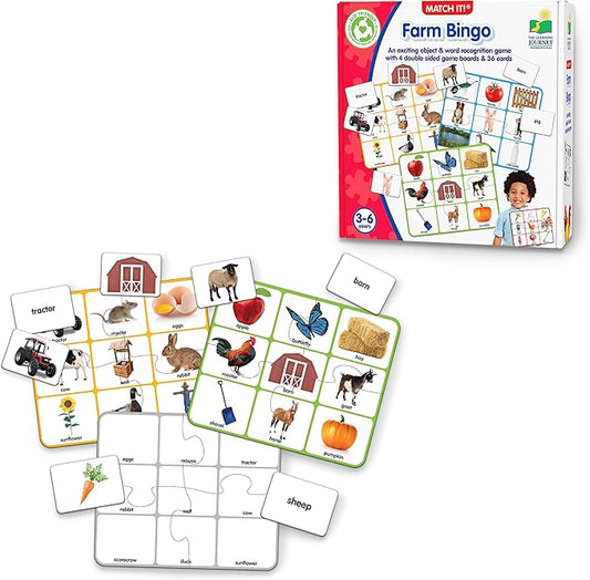 The Learning Journey: Match It! Bingo - Farm - Reading Game for Preschool and Kindergarten 36 Picture Word Cards