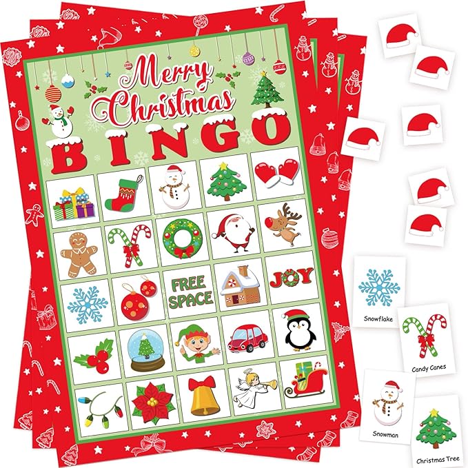 Moon Boat 40 Players Christmas Bingo Games Xmas Holiday Winter Party Supplies Favors