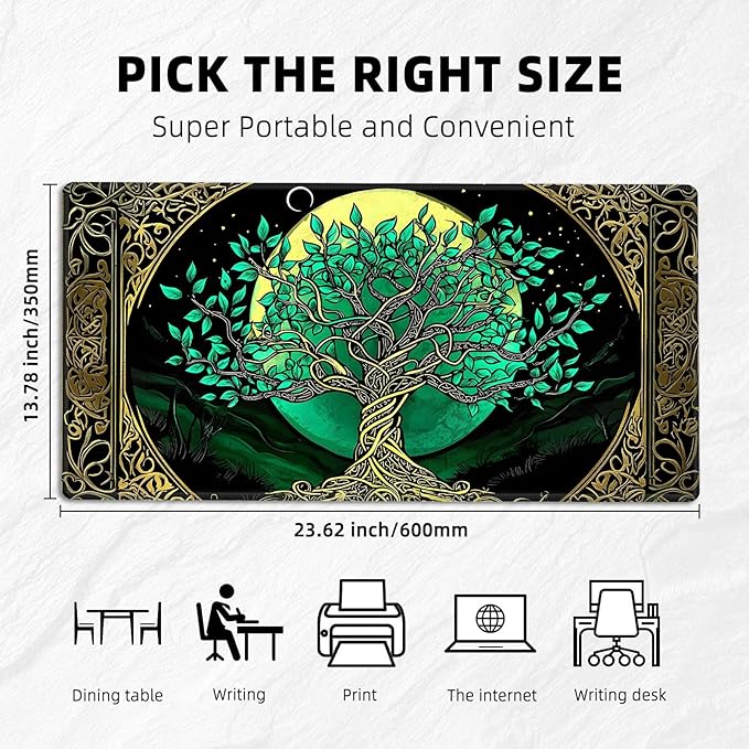 for MTG Playmat with Storage Bags, Card Playmat for TCG Card Playing Game,Rollable & Foldable for PTCG and Board Game Mat for Cards,Non-Slip Celtic Tree of Life Desk Mat for Home Office