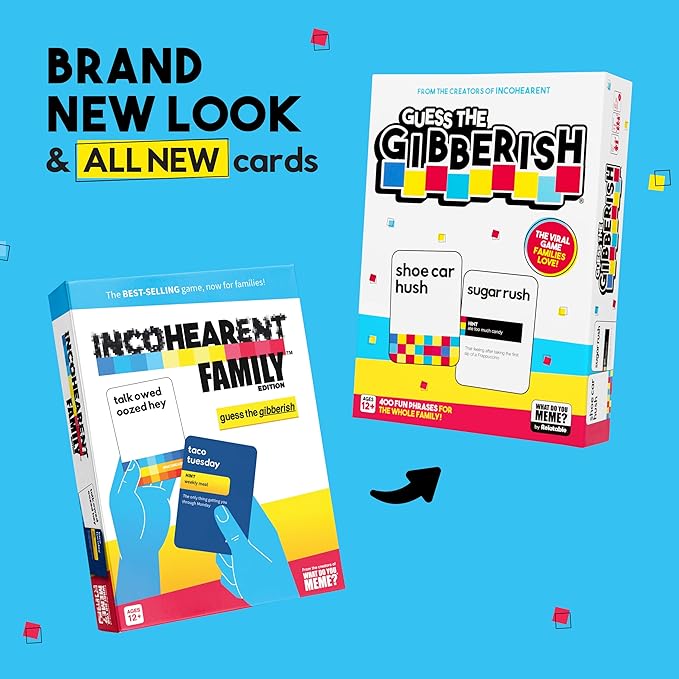 WHAT DO YOU MEME? Guess The Gibberish Card Game for Families by Relatable, Fun Kids Game 12+, Game Night with Friends, Great Idea, Includes 400 Cards, Instructions & Sand Timer