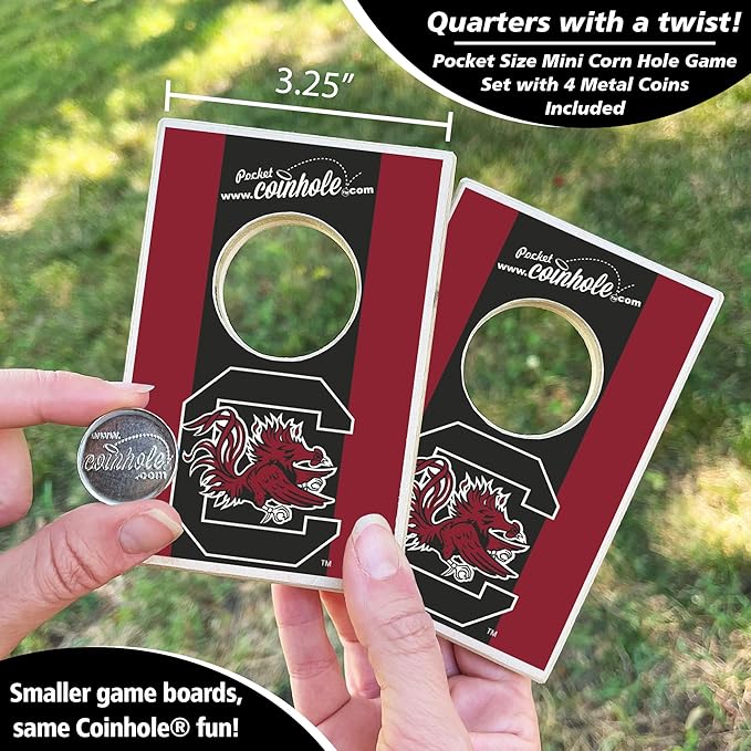 Tabletop Cornhole Game Set | Officially Licensed College Mini Football Cornhole Board Game | Includes Coins