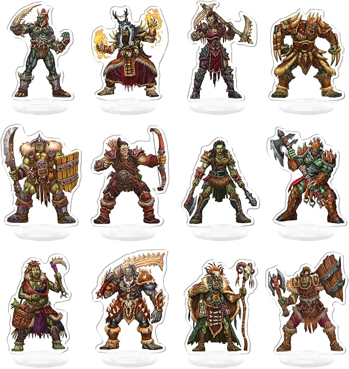 Compatible Miniatures for Dungeon Masters, Skinny Minis Orcs, DND 2D Miniatures, Double-Sided Durable Acrylic DND Minis D&D