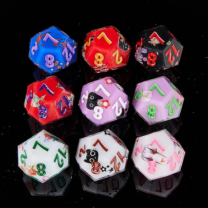 DND Dice Set Polyhedral, IDTQ Dungeons and Dragons Purple Dice Set RPG MTG Table Games 7-Die Resin Sharp with Acrylic Starlight Accent Box (Rose-Red)