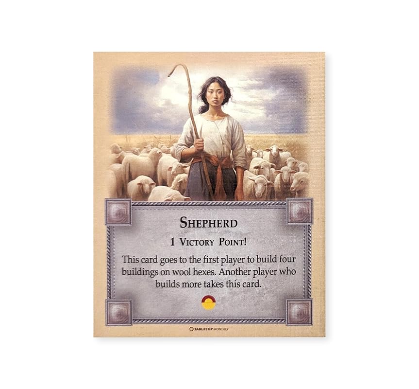 Professions Victory Point Cards, Bricklayer, Stonemason, Farmer, Shepherd, Lumberjack, compatible with Catan's Settlers of Catan 5th Edition, Seafarers and Catan Expansions
