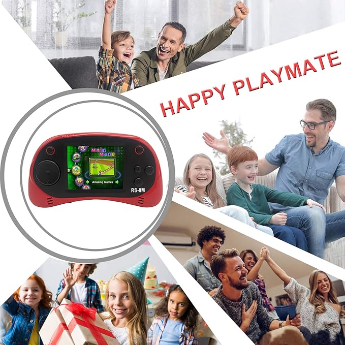 EASEGMER 16 Bit Kids Handheld Games Built-in 220 HD Video Games, 2.5 Inch Portable Game Player with Headphones - Best Travel Electronic Toys for Kids Age 3-10 Years Old Children (Red)