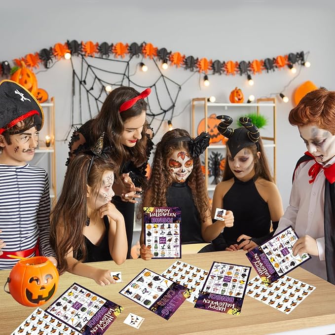 Halloween Bingo Game Cards for Adults, 24 Players Halloween Bingo Game Halloween Bingo Cards Halloween Party Games for School Office Classroom Family Activities Halloween Party Supplies