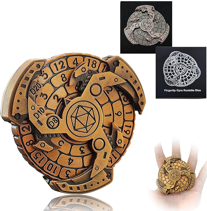 2024 Shadow Roulette Dice Spinner for DND Dice Set, 7-in-1 Dragon Metallic D&D Dice with Gift Case for Dungeons and Dragon Game, RPG Role Playing Table Game Gifts (Black Gold), sDGND202403