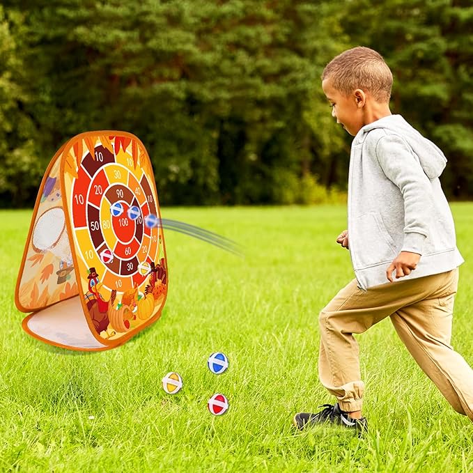 Bean Bag Toss Game for Kids 3 in 1 Carnival Cornhole Game Set,Sticky Ball Toss,Tic Tac Toe,Toddlers Outdoor Lawn Toys for Family Activities Gifts for 3 4 5 6 Year Old Boys Birthday Christmas