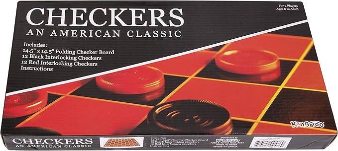 Kangaroo - Multiplayers Mind Blowing Strategy Board Game - Portable Educational Travel Paper Checkers - Includes Large Board w/ 24 Checkers (12 Red and 12- Black) 15x15 Inches