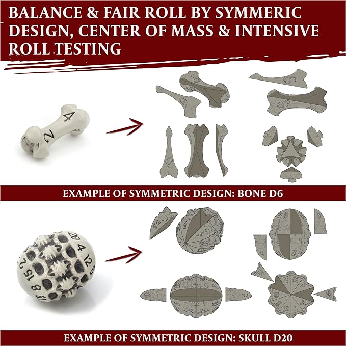 DND Dice Set - Set of 7 Polyhedral Skull & Bone RPG Dice - D20, D12,%D10, D10, D8, D6 & D4 Sided. Cool & Unique Gift for Dungeons & Dragons, Warhammer, D&D, Pathfinder, D and D Accessories. (White)