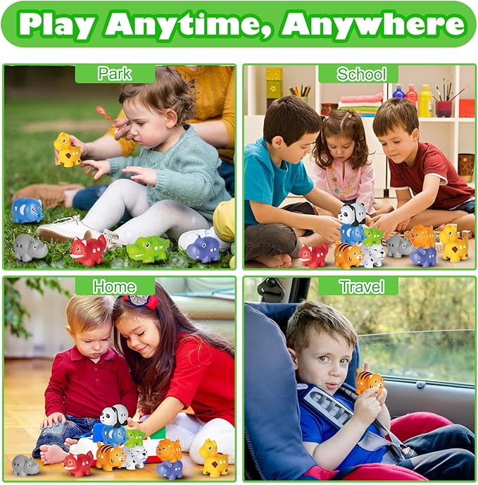 Learning Toys for 2 3 4 Year Old, 52 Pcs ABC Animal Alphabet Match Game with Uppercase Lowercase, 10 Different Animal Figures, Preschool Activities Montessori Fine Motor Toys for Toddlers Kids