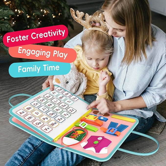 Busy Board Sensory Toys for Toddlers 3 4, Toddler Travel Activities Educational Toys, Montessori Toys for 3 4 Year Old Girls Gift, Mermaid