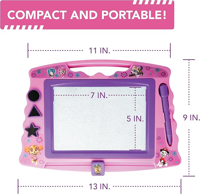 Lollipop PAW Patrol Magnetic Drawing Board with Stylus and 3 Stamps, for Girls or Boys (Pink)…