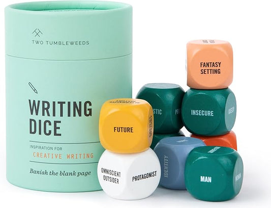 Two Tumbleweeds Writing Dice - Creative Writing Game for Adults, Writers & Teachers - Set of 9 Dice for Story Inspiration - Gifts for Writers - 1+ Players