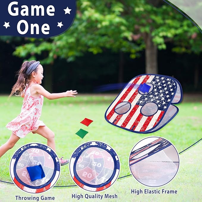Bean Bag Toss Game for Kids 3 in 1 Carnival Cornhole Game Set,Sticky Ball Toss,Tic Tac Toe,Toddlers Outdoor Lawn Toys for Family Activities Gifts for 3 4 5 6 Year Old Boys Birthday Christmas