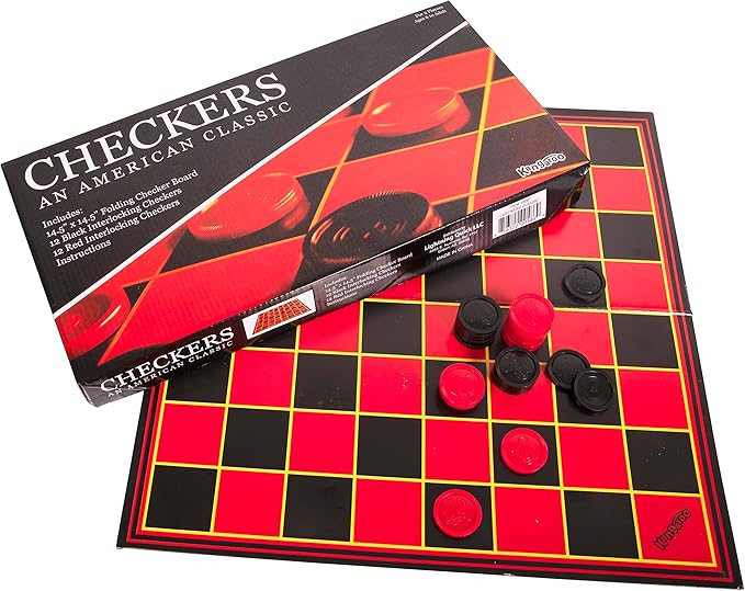 Kangaroo - Multiplayers Mind Blowing Strategy Board Game - Portable Educational Travel Paper Checkers - Includes Large Board w/ 24 Checkers (12 Red and 12- Black) 15x15 Inches