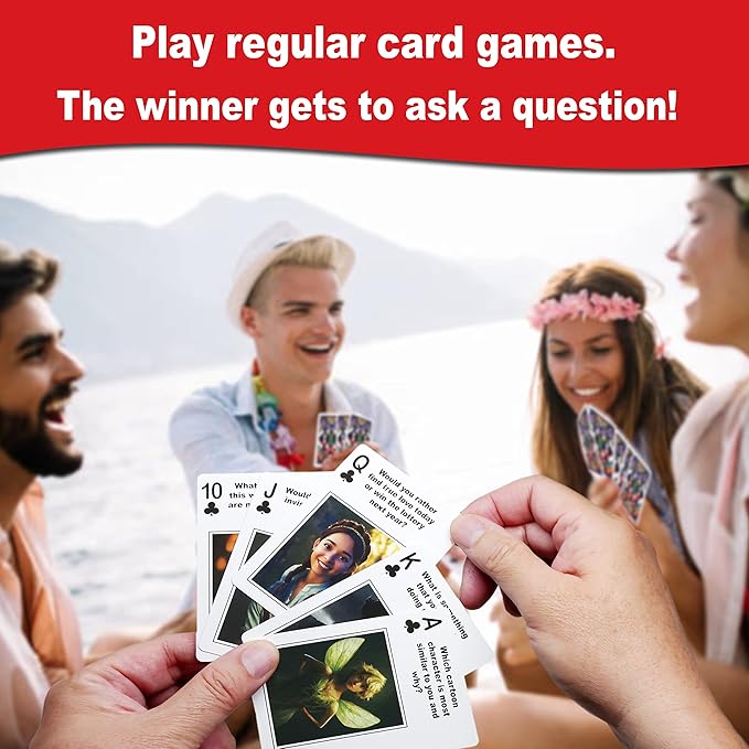 THINK2MASTER Fantasy Edition Playing Cards, 54 Cards with Family Friendly Questions & Images for Conversations, Story Starters - Tabletop Game