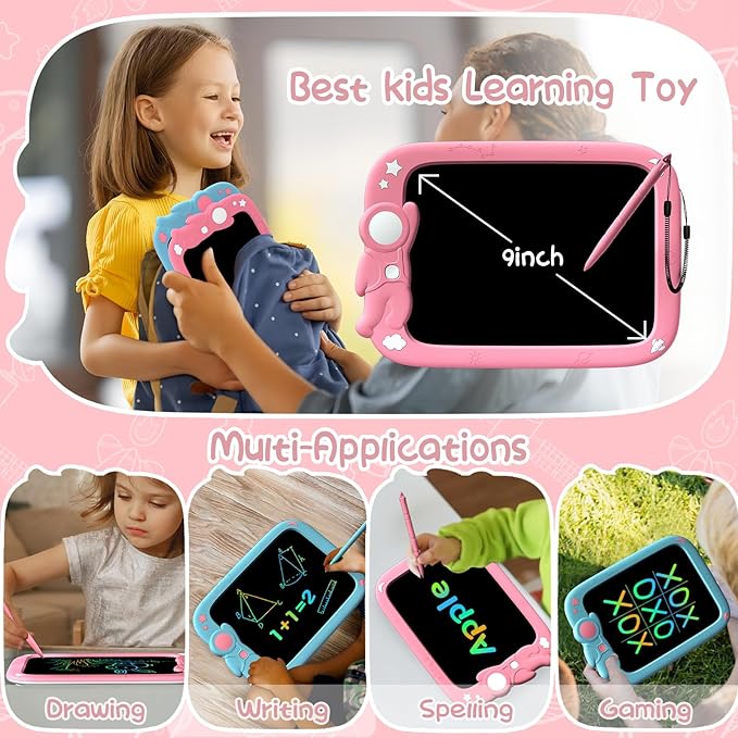 9 Inch LCD Writing Tablet for Kids Erasable Kid Drawing Pad Reusable Colorful Electronic Doodle Board for Toddler Educational and Learning Toys for Boy and Girls