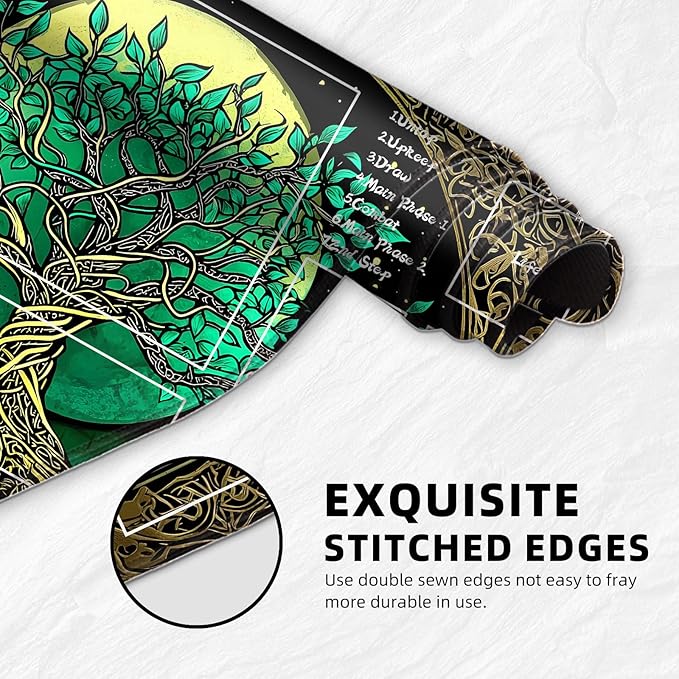 for MTG Playmat with Zones Storage Bag,for TCG Playmat and Playing Card Mat for Magic Board Games, Celtic Tree of Life Non Slip Stitched Edges Game Mat, Rollable Foldable Card Playmats