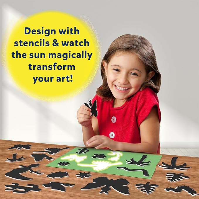 Skillmatics Sun Paper Art Kit - Mess-Free DIY STEM Craft Kit for Kids, Design with Stencils, Create with Sunlight, Color with Markers, Indoor, Outdoor Play, Gifts for Ages 4, 5, 6, 7, 8, 9, 10, 11, 12