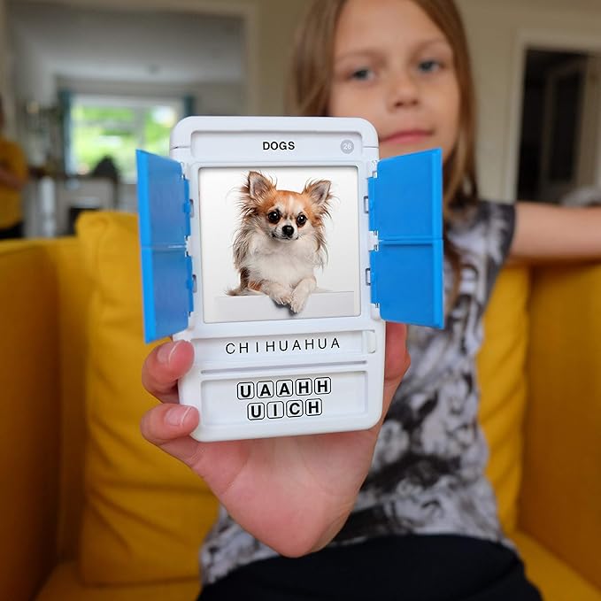 100 PICS Dogs Travel Game | Learn 100 Dog Breeds Flash Cards with Slide Reveal Case | Card Game, Gift, Stocking Stuffer | for Kids and Adults | Ages 6+