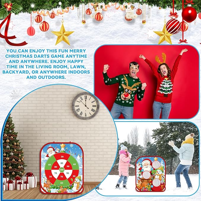 Christmas Bean Bag Toss Games Christmas Party Games Double Side Collapsible Cornhole Xmas Decoration Party Favors Supplies Yard Indoor Outdoor Toys Christmas Carnival Game