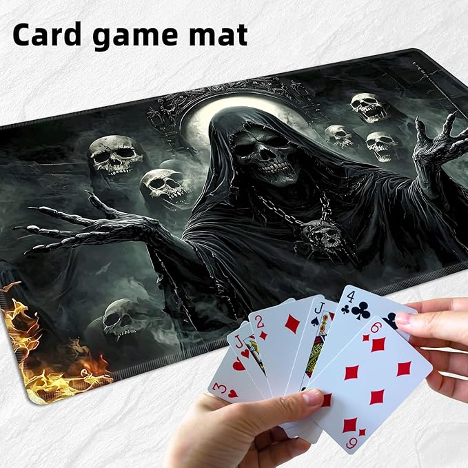 for MTG Playmat with Storage Bag, for TCG Playmat and Playing Card Mat for Magic Board Games, Non-Slip Ghostly Faces Desk Mat, Stitched Edges Game Mat, Rollable & Foldable Card Playmat