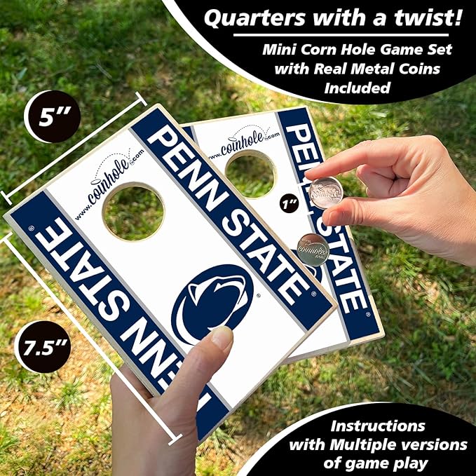 Tabletop Cornhole Game Set | Officially Licensed College Mini Football Cornhole Board Game | Includes Coins