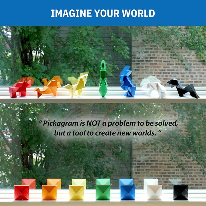 Pickagram Tangrams for Kids Ages 8-12 & Adults 3D Magnetic Tangram Fidget Puzzle: STEM Certified Magnetic Pattern Blocks (Reverse Panda)
