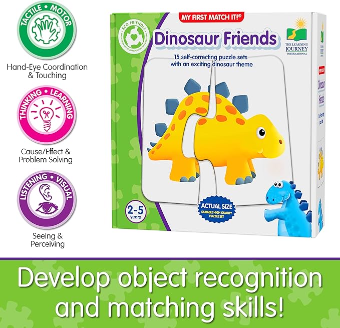 The Learning Journey: My First Match It - Dinosaurs - 2 Year Old Toys, Puzzles for Toddlers, Toddler Puzzle, Educational Toys for 2 Year Old - 15 Self-Correcting Matching Puzzles - Award Winning Toys