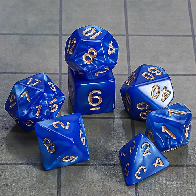CiaraQ DND Polyhedral Dice Set with a Black Dice Bag for D&D RPG MTG Role Playing Table Games(Navy Blue)