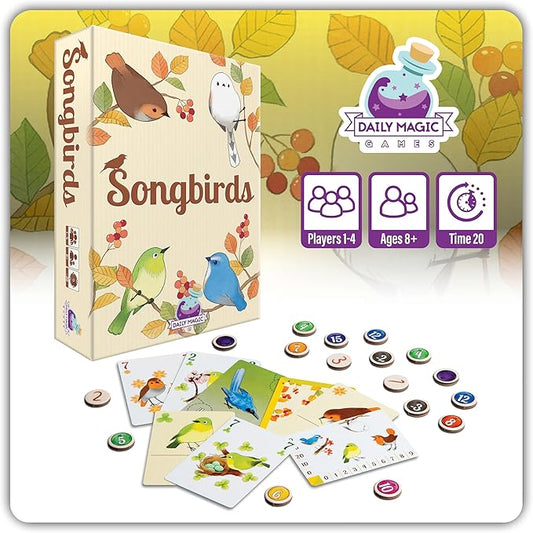 Songbirds Card Game - Fun Family Board Game for 1-4 Players - Easy to Learn Featuring Bird Art