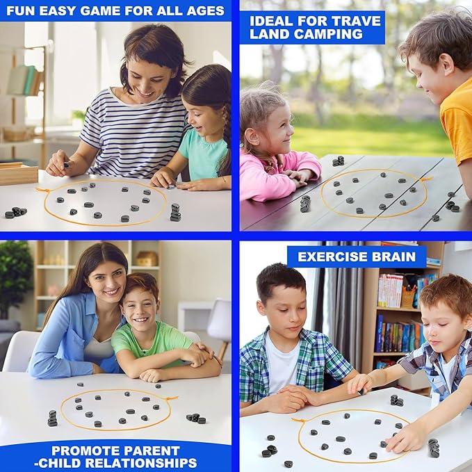 Magnet Game with String, Rock Fidget Toys for Adults Magnetic Game, Magnets for Home Office Kitchen, Wall Stickers, String & Storage Bag