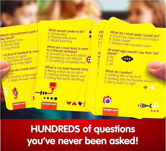 SUSSED The Wacky ‘What Would You Do?’ Social Card Game - Fun & Easy for Kids - Travel Game, Family Activity & Road Trip Essential - Ages 6 & Up - Yellow Pack