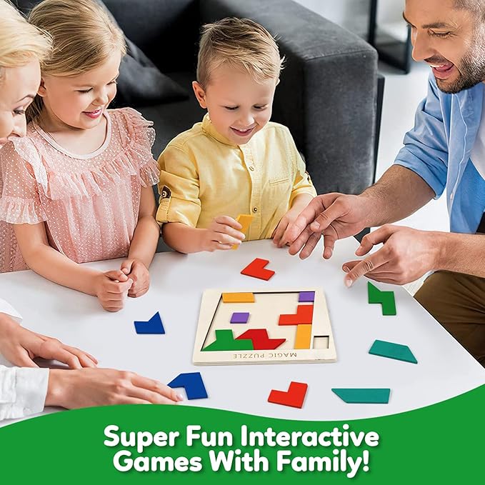 Wooden Puzzles Blocks Brain Teasers Logic Games for Classroom & Party Times,Jigsaw Puzzle Intelligence STEM Montessori Educatioanl IQ Toys Games for Kids Boys Girls Ages 3+(3 Pack)