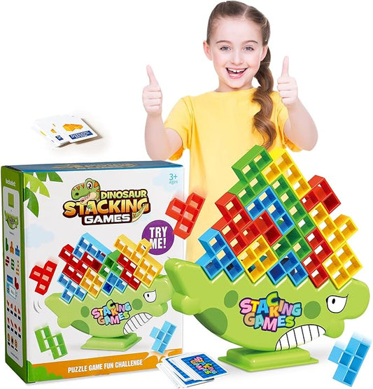 Tetra Tower Game, 64 PCS Board Games Kids and Stacking Blocks - Perfect Family Games for Kids and Adults, Ideal for Team Games, Building Games - Engaging and Exciting