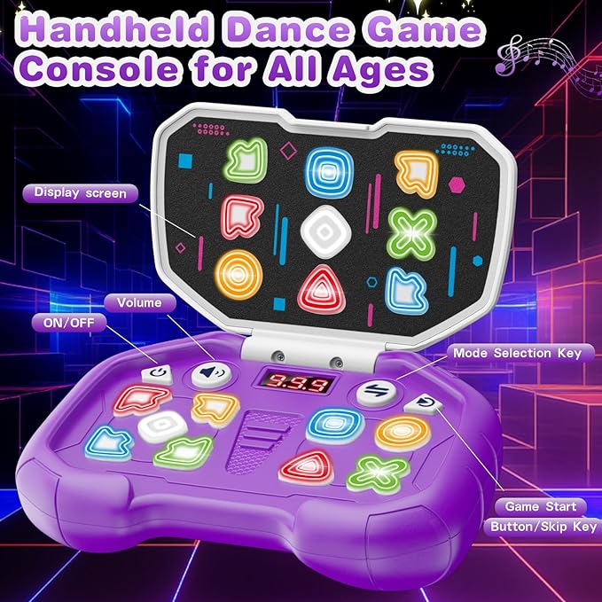 Handheld Dance Games for Kids - 4 Fun Brain & Memory & Reaction & Speed Training Pop Fidget Toys for Boys and Girls -Birthday Gifts for Age 6-12 Years Old Kids Teens Gift Ideas-W/Battery