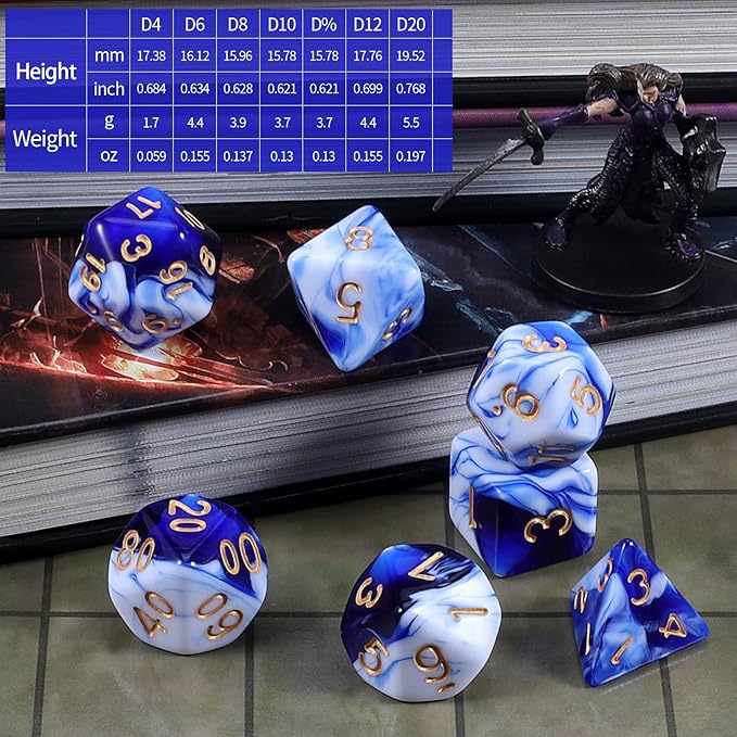 CiaraQ DND Polyhedral Dice Set with Dice Bag for Dungeons and Dragons RPG MTG Role Playing Table Games