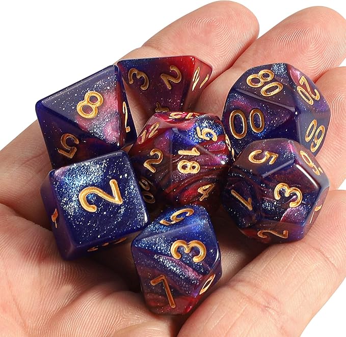 CiaraQ DND Polyhedral Dice Set with a Black Dice Bag for D&D RPG MTG Role Playing Table Games