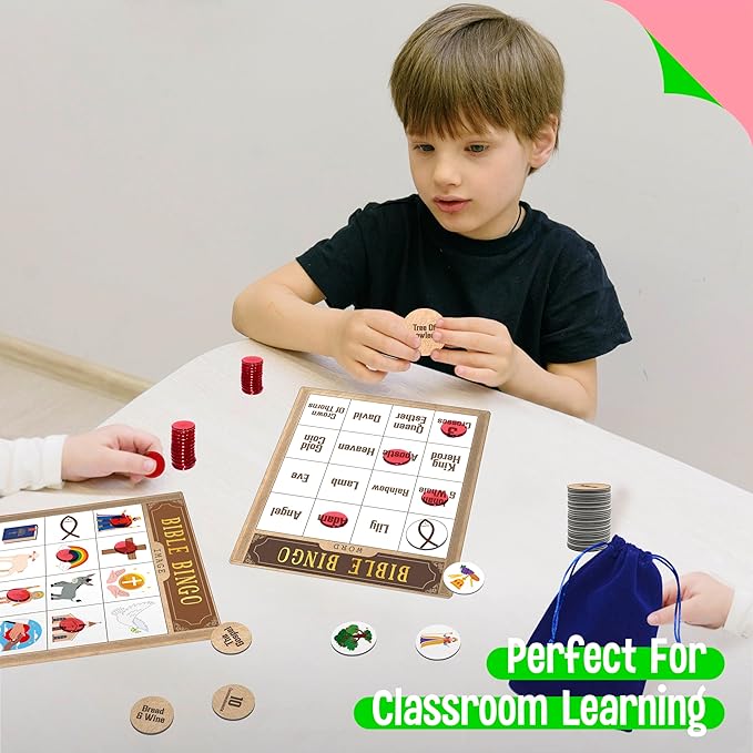 SpriteGru Bible Bingo Game, Multiple Players Bingo Game for Christian, Bible School Kids Christian Sunday Church