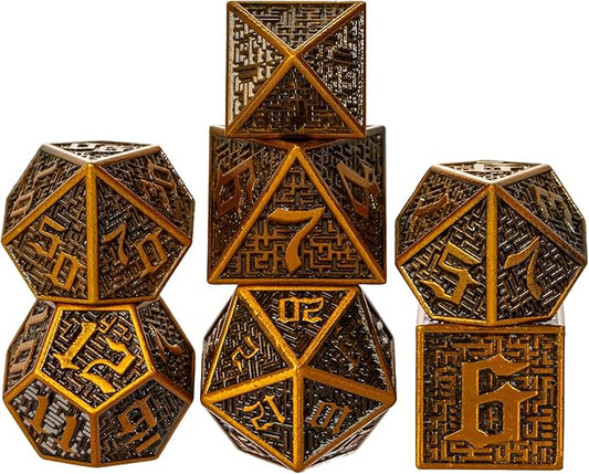 UDIXI Metal Dice Set D&D, 7 die DND Polyhedral Dice Set with Leather Pouch for RPG Dungeons and Dragons Role Playing Games TTRPG