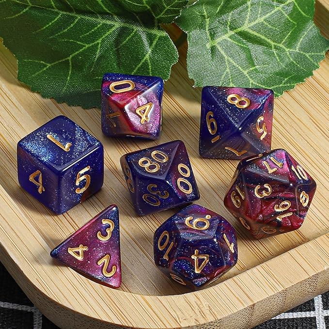 CiaraQ DND Polyhedral Dice Set with a Black Dice Bag for D&D RPG MTG Role Playing Table Games