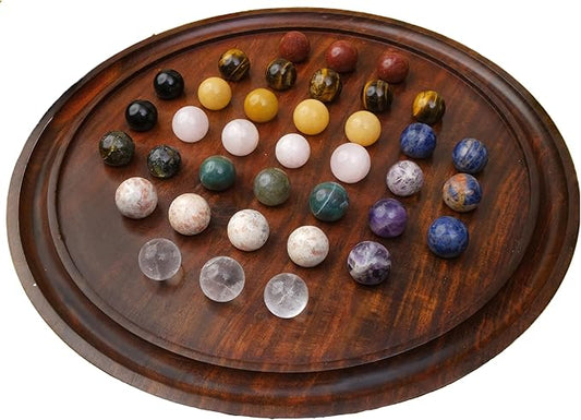 Rosewood Solitaire Board Game Set with 36 Natural Marbles - Authentic Handmade Solitaire Boards | for Adults on Any Occasion (12 inches)